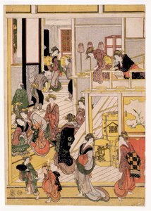 Días de Año Nuevo en la casa de té Ogi-ya, c.1810 de Katsushika Hokusai