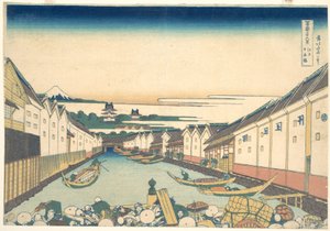 Nihonbashi en Edo (Edo Nihonbashi), de la serie «Las treinta y seis vistas del monte Fuji» (Fugaku sanjūrokkei) de Katsushika Hokusai