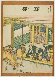 Okabe, de la serie "Las cincuenta y tres estaciones del Tokaido (Tokaido gojusan tsugi)" de Katsushika Hokusai