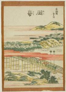 Okazaki, de la serie "Cincuenta y tres estaciones del Tokaido (Tokaido gojusan tsugi)" de Katsushika Hokusai
