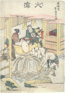 Ōtsu, la quincuagésima cuarta de la serie «Las cincuenta y tres estaciones del Tōkaidō» de Katsushika Hokusai
