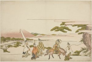 Parodia del viaje oriental de Ariwara no Narihira de Katsushika Hokusai