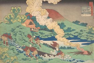 Poema de Kakinomoto Hitomaro, de la serie Cien Poemas Explicados por la Nodriza Hya de Katsushika Hokusai
