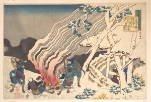 Poema de Minamoto no Muneyuki Ason, de la colección «Cien poemas explicados por la nodriza» (Hyakunin isshu uba ga etoki) de Katsushika Hokusai