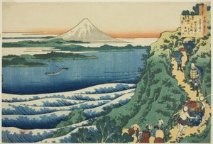 Poema de Yamabe no Akahito, de la serie "Cien poemas explicados por la nodriza" de Katsushika Hokusai