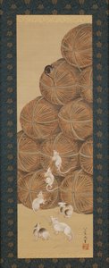 Ratas y fardos de arroz, período Edo, 1843 de Katsushika Hokusai