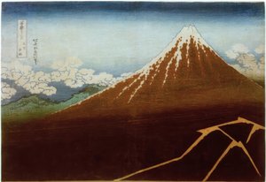 Chubasco bajo la cumbre de Katsushika Hokusai
