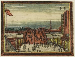 Puente Ryogoku, de la serie Imágenes al estilo holandés: Ocho vistas de Edo (Oranda gakyo Edo hakkei)