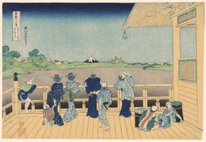 Sala Sazai en el Templo de los Quinientos Arhats (Gohyakurakanji Sazaido), de la serie "Treinta y seis vistas del Monte Fuji (Fugaku sanjurokkei)"