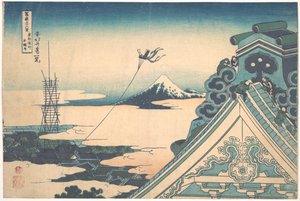 Serie de 36 vues du Mont Fuji: vue du temple de Asakusa Hongan-ji, Edo, japon --Estampe de Katsushika Hokusai (1760-1849) (ecole ukiyo-e) 1830-1833 estado Museo Pushkin de Bellas Artes, Moscou