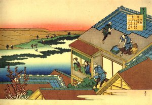 Serie de cien poemas de cien poetas: Paisaje ""Lady Ise"", Japón - Impresión de Katsushika Hokusai (1760-1849) (escuela ukiyo-e) alrededor de 1830 State Hermitage San Petersburgo
