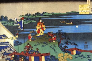 Serie de cien poemas de cien poetas: ""Abe no Nakamaro"" Impresión de Katsushika Hokusai (1760-1849) (escuela ukiyo-e) alrededor de 1830 State Hermitage San Petersburgo Rusia