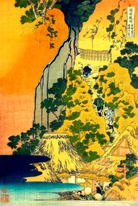 Serie sur les cascades de differentes provincias "" Cascades du temple Kiyotaki Kannon, Sakanoshita sur la route Tokaido "" Estampe de Katsushika Hokusai (1760-1849) (ecole ukiyo-e) vers 1830 Estado A Museo Pushkin de Bellas Artes, Moscou