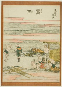 Shimada, de la serie "Cincuenta y tres estaciones del Tokaido (Tokaido gojusan tsugi)" de Katsushika Hokusai