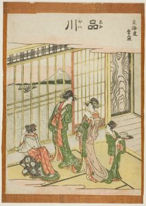 Shinagawa, de la serie "Cincuenta y tres estaciones del Tokaido (Tokaido gojusan tsugi)" de Katsushika Hokusai