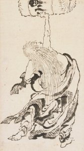 Shojo levantando un barril de sake, período Edo, ca. 1840s de Katsushika Hokusai