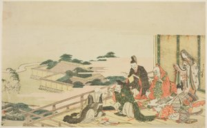 Seis poetas inmortales preparándose para el festival de Tanabata de Katsushika Hokusai