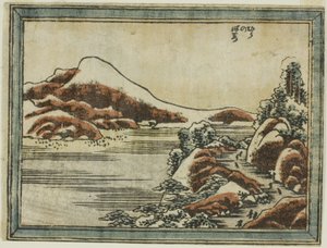 Nieve al anochecer en Hira (Hira no bosetsu), de la serie Ocho vistas de Omi en estilo de grabado (Doban Omi hakkei) de Katsushika Hokusai