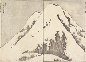 Nieve en la cima del Monte Tsukuba en la Provincia de Hitachi, 1817 de Katsushika Hokusai