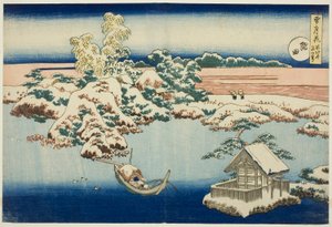 Nieve en el río Sumida, de la serie «Nieve, luna y flores» de Katsushika Hokusai