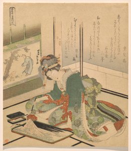Stone, de la serie Three Children de Katsushika Hokusai