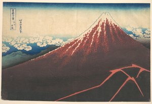 Tormenta bajo el monte Fuji (Sanka no haku u), de la serie «Las treinta y seis vistas del monte Fuji» (Fugaku sanjūrokkei) de Katsushika Hokusai