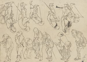 Estudios de peregrinos cojos, período Edo de Katsushika Hokusai