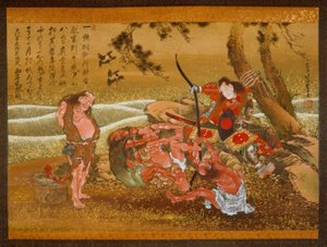 Tametomo y los demonios en Onigashima