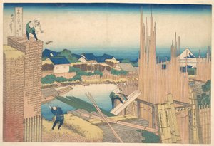 Tatekawa en Honjō (Honjō Tatekawa), de la serie «Las treinta y seis vistas del monte Fuji» (Fugaku sanjūrokkei) de Katsushika Hokusai