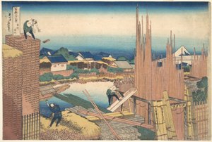 Tatekawa en Honjō (Honjō Tatekawa), de la serie «Las treinta y seis vistas del monte Fuji» (Fugaku sanjūrokkei)