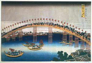 Puente Temma, Osaka, Japón, 1830 de Katsushika Hokusai