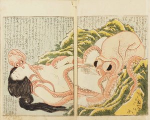El sueño de la esposa del pescador de Katsushika Hokusai