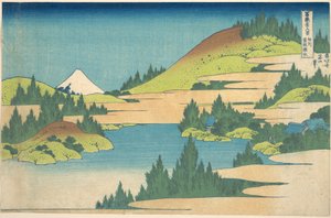 El lago de Hakone, en la provincia de Sagami (Sōshū Hakone kosui), de la serie «Las treinta y seis vistas del monte Fuji» (Fugaku sanjūrokkei) de Katsushika Hokusai