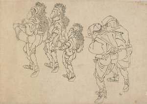La danza del león de Katsushika Hokusai