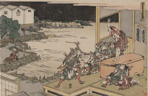 La Liga Leal de los Cuarenta y Siete Ronin (Chūshingura), Acto X: Gihei vigila el cofre de las armas