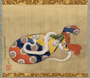 El Laúd y la Serpiente Blanca de Benten, Período Edo, 1847 de Katsushika Hokusai