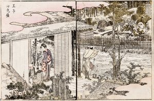 El restaurante Ebiya en Oji. De la serie Placeres en la Capital Oriental, 1802 de Katsushika Hokusai