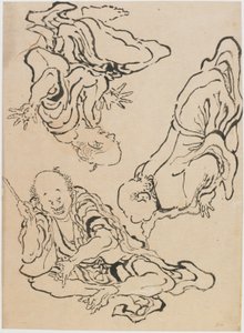 Tres hombres gesticulando, finales del siglo XVIII-principios del siglo XIX de Katsushika Hokusai