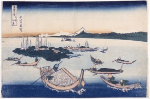 Isla de Tsukuda en la provincia de Musashi (xilografía en color)