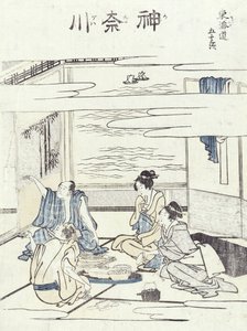 Dos parejas en un interior de Katsushika Hokusai