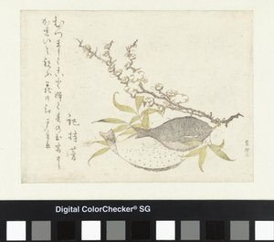 Dos lenguados y ciruela de Katsushika Hokusai