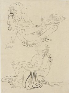 Dos hombres relajándose en verano, período Edo (tinta sobre papel) de Katsushika Hokusai