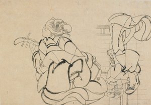 Dos bocetos: dama tocando el samisen y dama de espaldas al observador..., finales del siglo XVIII-principios del siglo XIX de Katsushika Hokusai