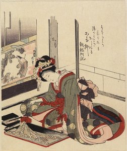 Mujer Arreglando Bonkei, 1820-1834 de Katsushika Hokusai