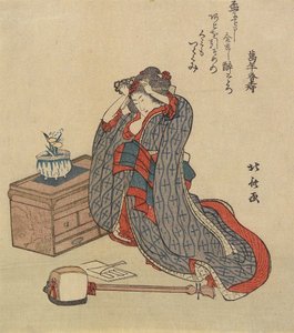Mujer arreglándose el cabello, 1797-1819 de Katsushika Hokusai