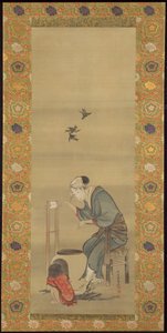 Mujer hilando seda de Katsushika Hokusai