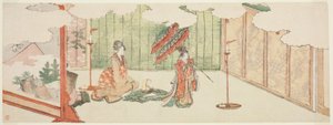 Joven bailando en la mansión de un noble de Katsushika Hokusai