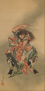 Zhong Kui Shoki matando a un demonio de Katsushika Hokusai