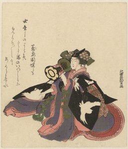 mujer con tambor de Katsushika Hokuun