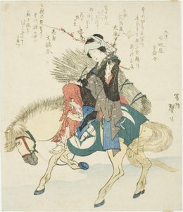 Una mujer de Ohara a caballo de Katsushika Taito II
